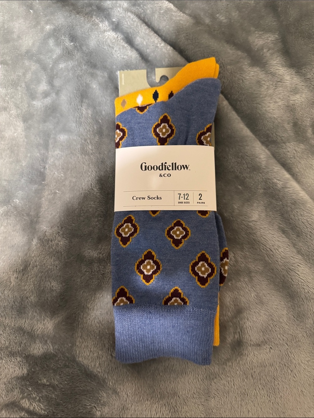 Goodfellow & Co Men's Blue Patterned Crew Socks - 2 Pack